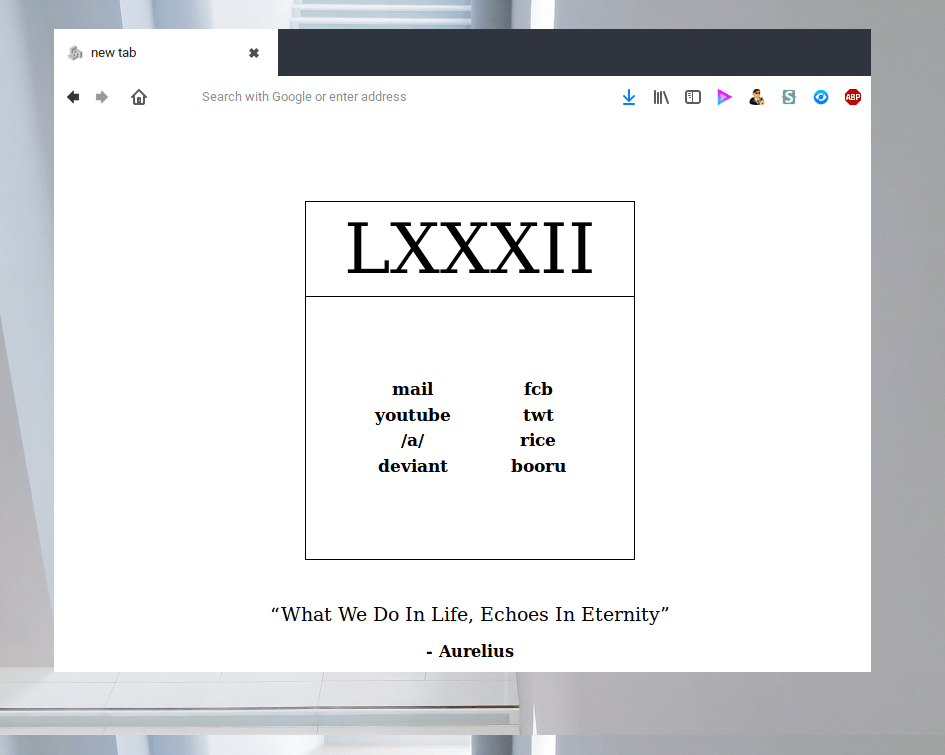 Screenshot of inspiration for mnml new tab